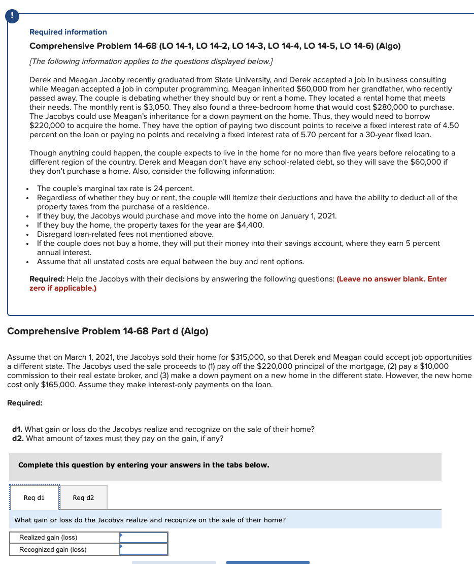 Required information Comprehensive Problem 14-68 (LO 14-1, LO 14-2, LO 14-3,