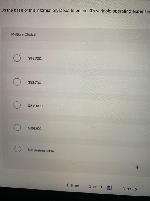 data relate to Department no. 3 of Winslett Corporation: 3 Segment contribution
