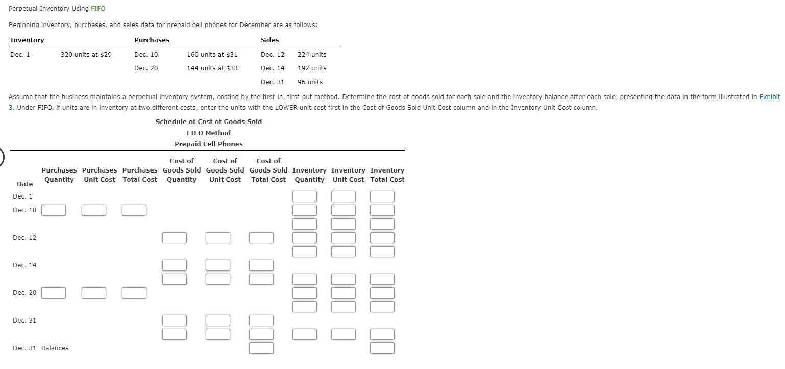 Perpetual Inventory Using FIFO Beginning inventory, purchases, and sales data for
