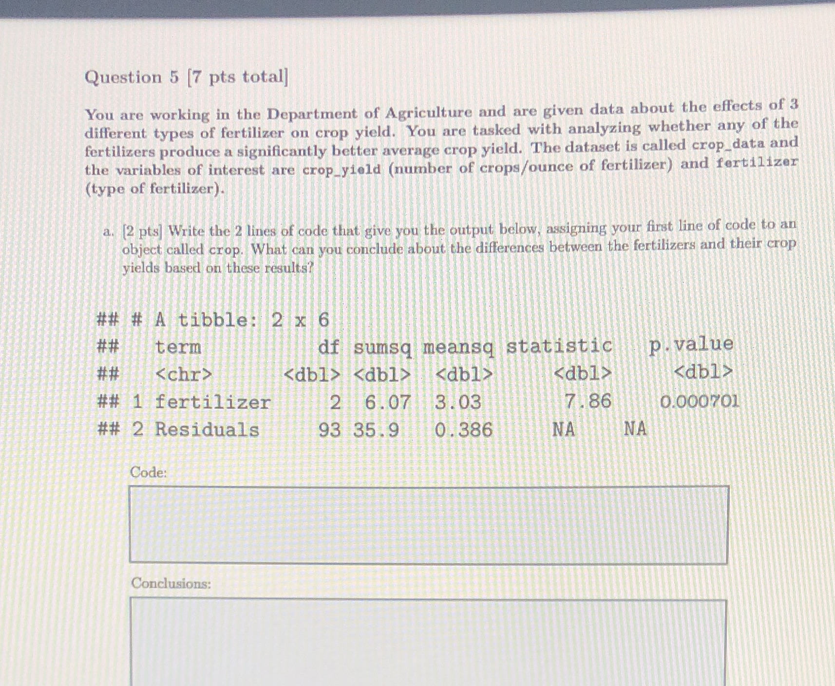  b. [2 pt] What statistical method can you use to determine