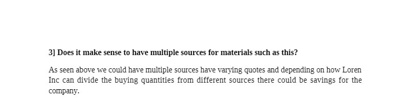  3] Does it make sense to have multiple sources for materials