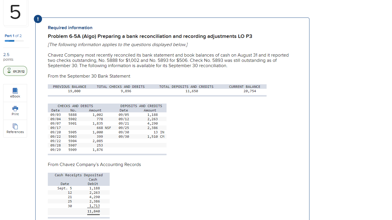  5 Required information Part 1 of 2 - Problem 6-5A (Algo)