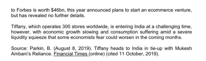 follow. Tiffany heads to India in tie-up with Mukesh Ambani's Reliance Upmarket