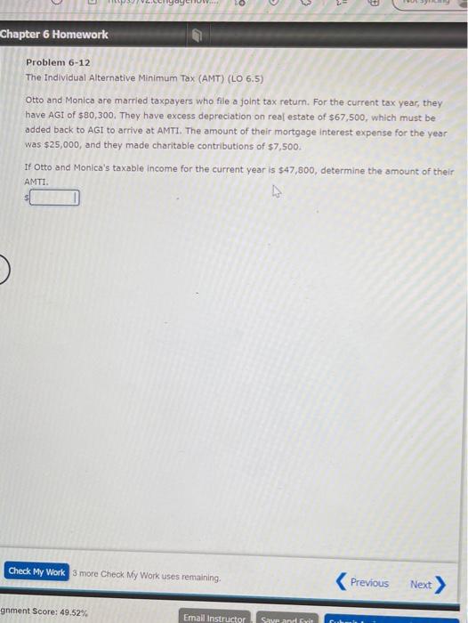  yaych 10 Chapter 6 Homework Problem 6-12 The Individual Alternative Minimum