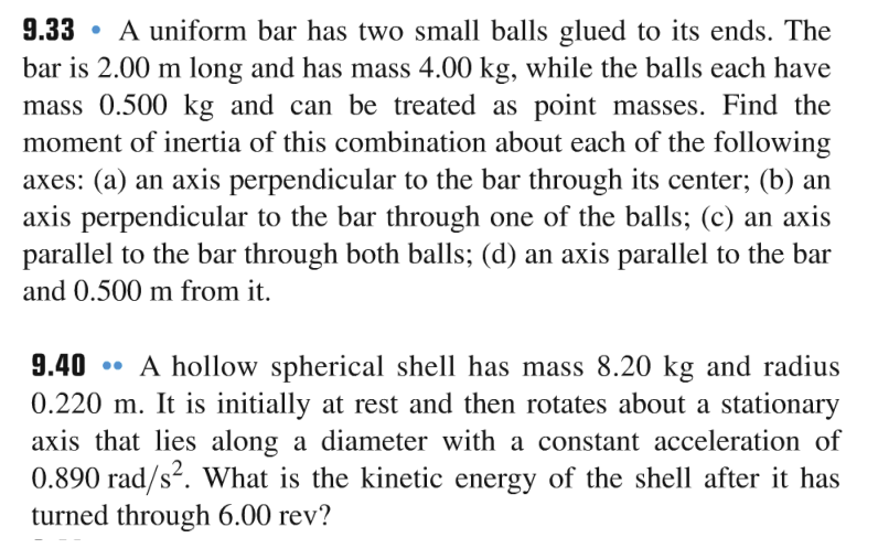 Could you help me with these two questions? 9.33 - A uniform