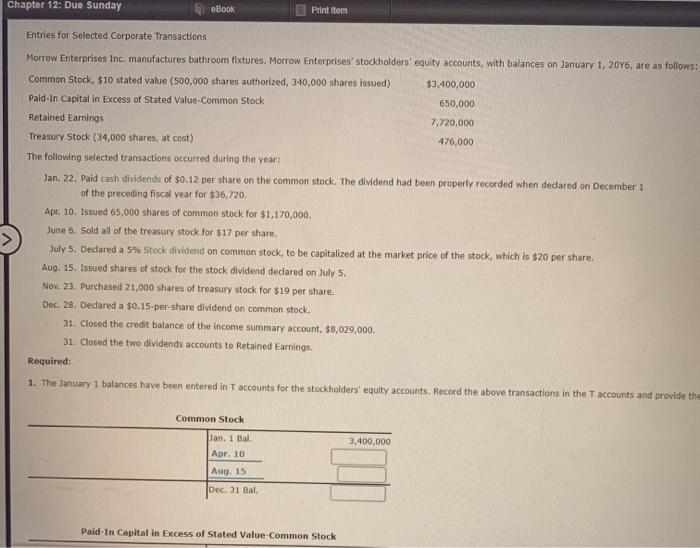  please answer 1-4 if possible Chapter 12: Due Sunday eBook Print