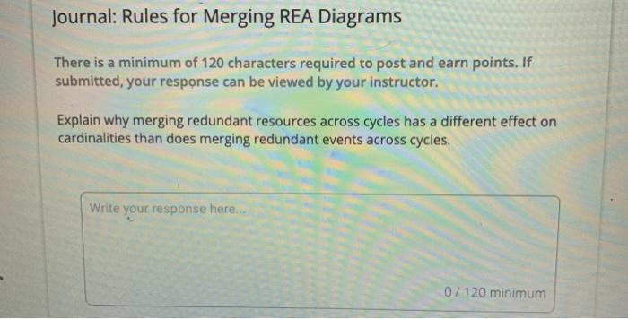  Journal: Rules for Merging REA Diagrams There is a minimum of