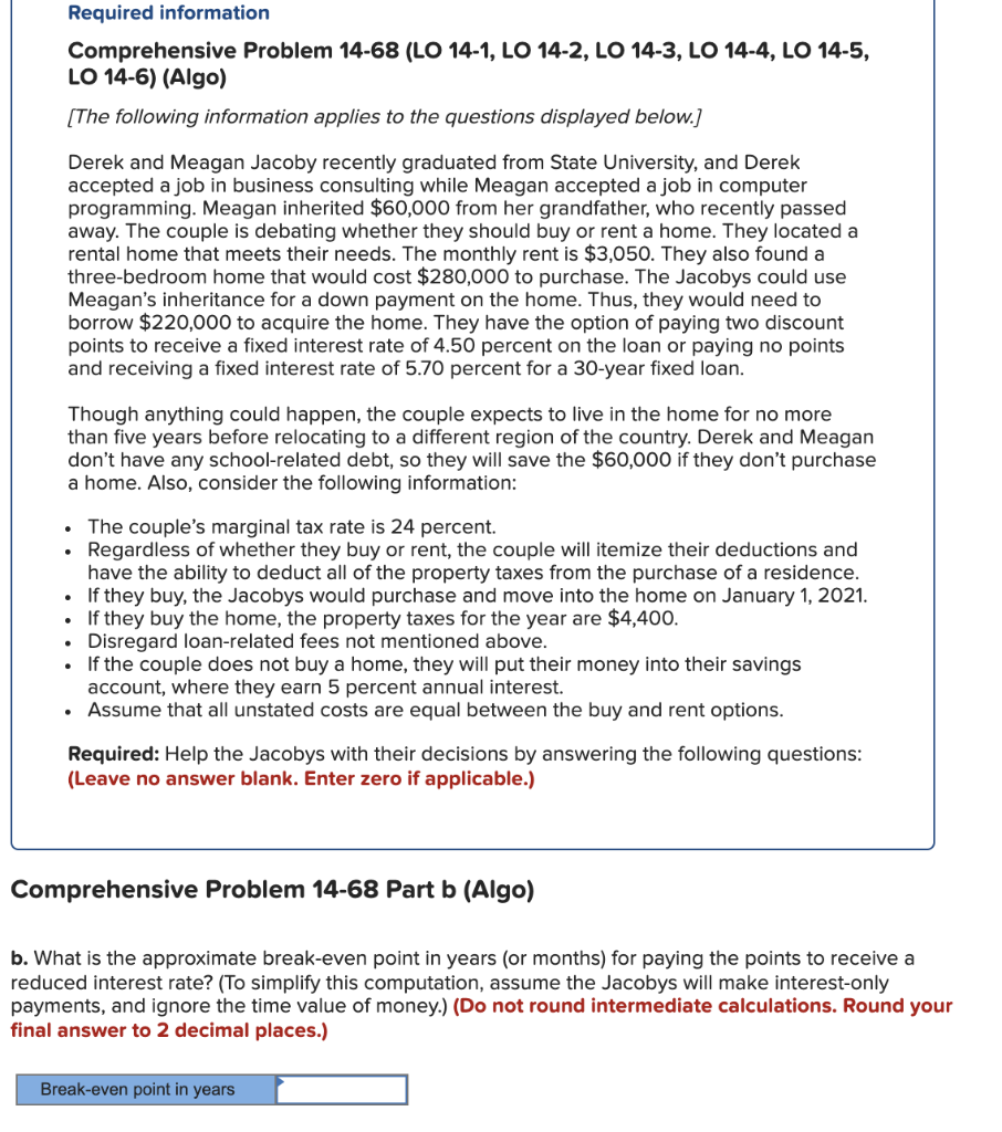Required information Comprehensive Problem 14-68 (LO 14-1, LO 14-2, LO 14-3,