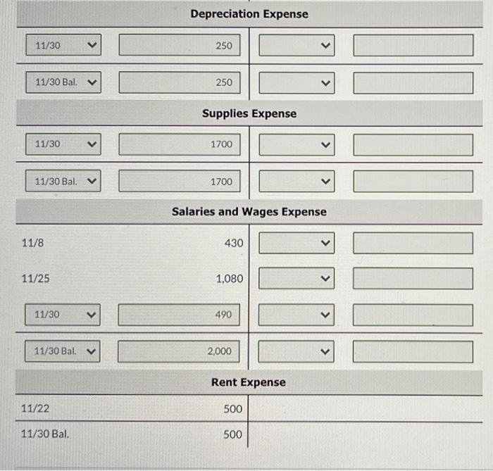 Paid salaries $1,080 Performed services on account worth $960 and billed customers.