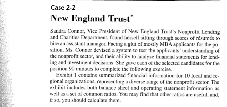 * Help with last two questions * Case 2-2 New England Trust*