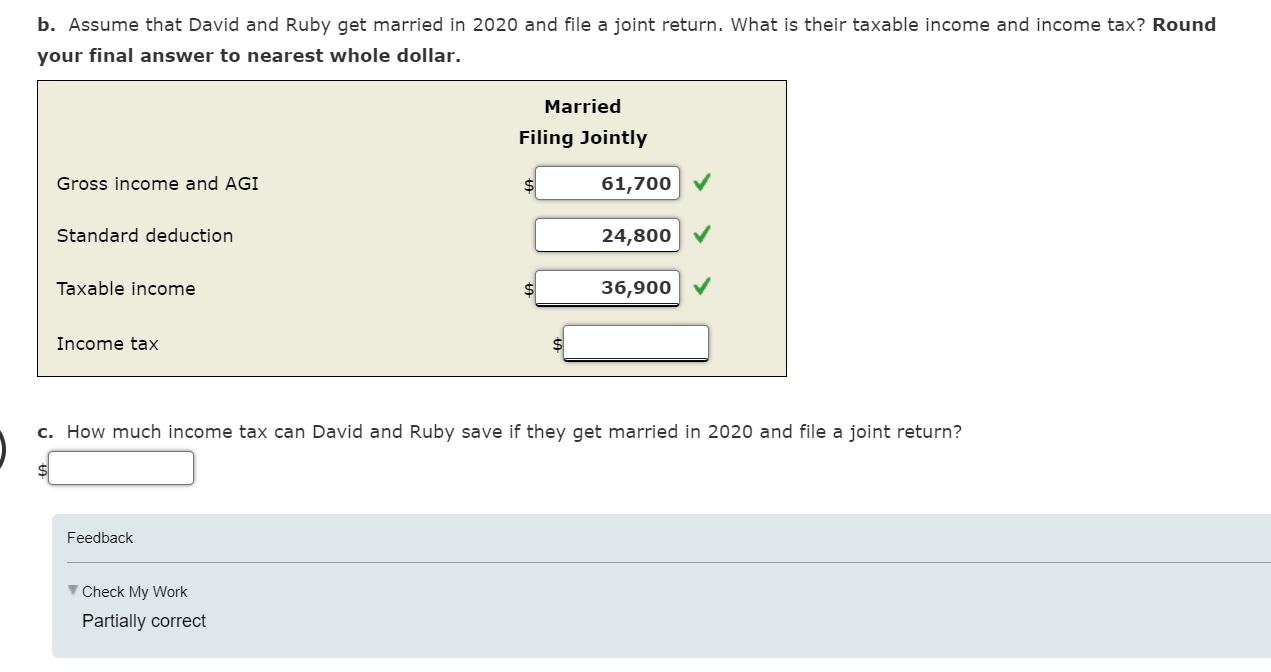 b. Assume that David and Ruby get married in 2020 and