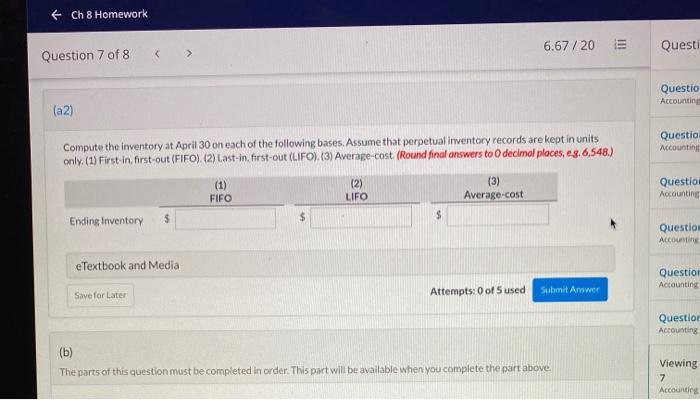 of 8 View Policies Show Attempt History Current Attempt in Progress Question