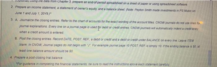  Uany the data from Chapter 3 prepare an end-of-period spreadsheet on