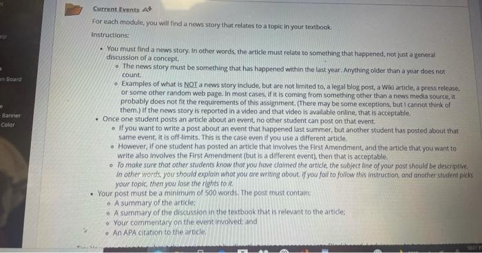 story that relates to one of the following topics: . . One