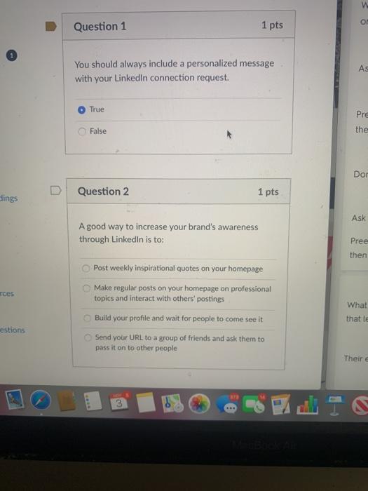  Question 1 1 pts You should always include a personalized message