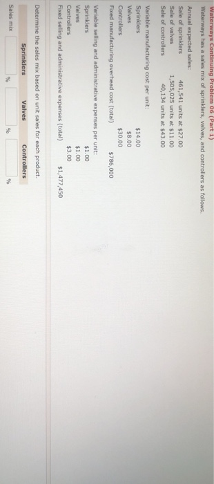  Waterways Continuing Problem 06 (Part 1 Waterways has a sales mix