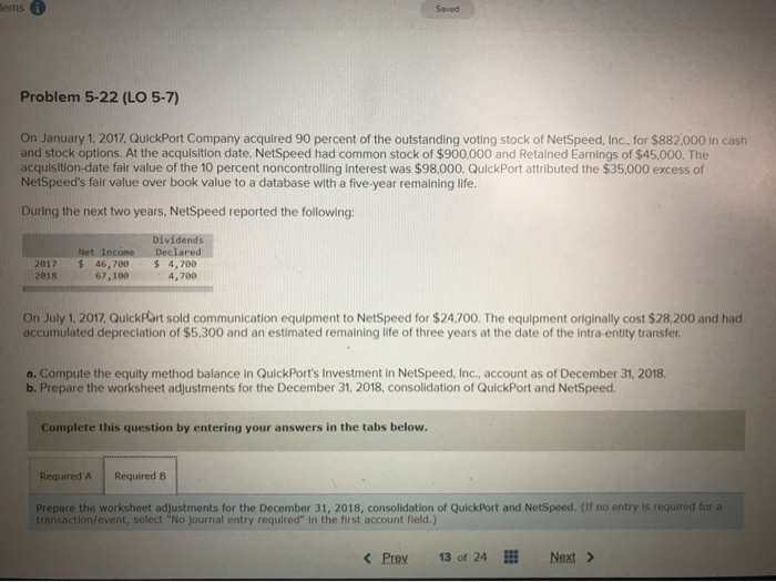  please help on both a and b. Tems Problem 5-22 (LO