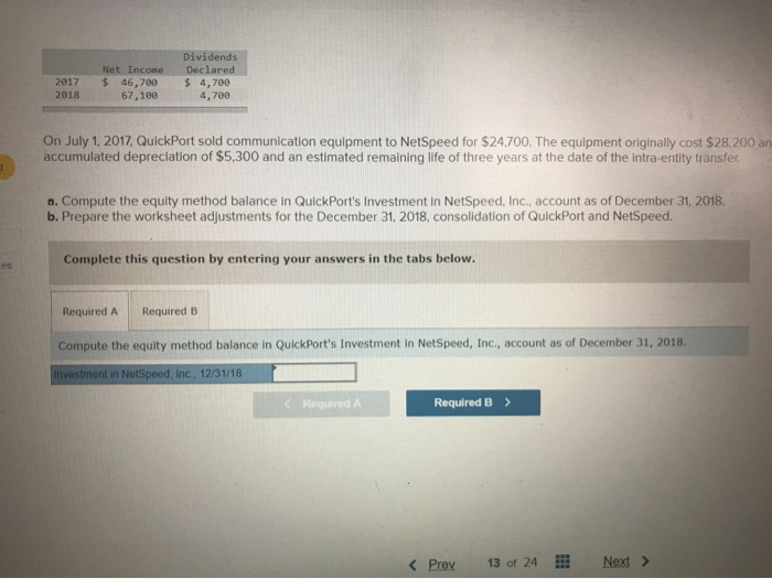 5-7) On January 1, 2017, QuickPort Company acquired 90 percent of the