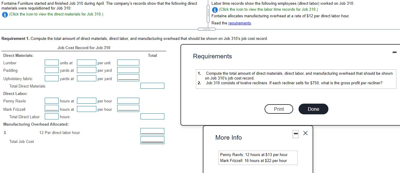 yards at $14 per yard Upholstery fabric: 25 yards at $30 per