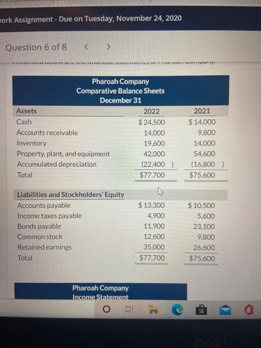 work Assignment - Due on Tuesday, November 24, 2020 Question 6