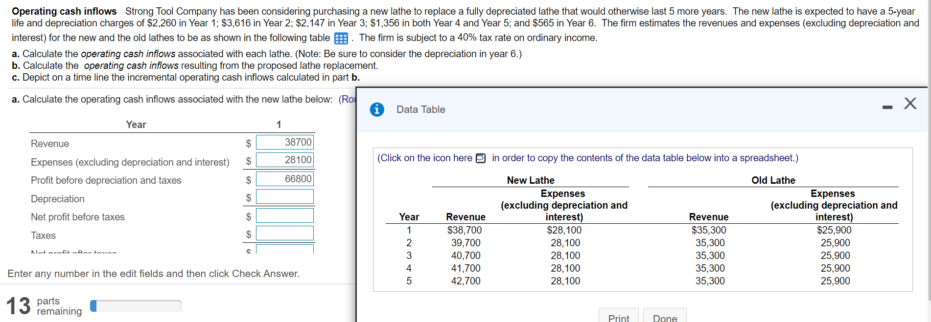 Operating cash inflows Strong Tool Company has been considering purchasing a
