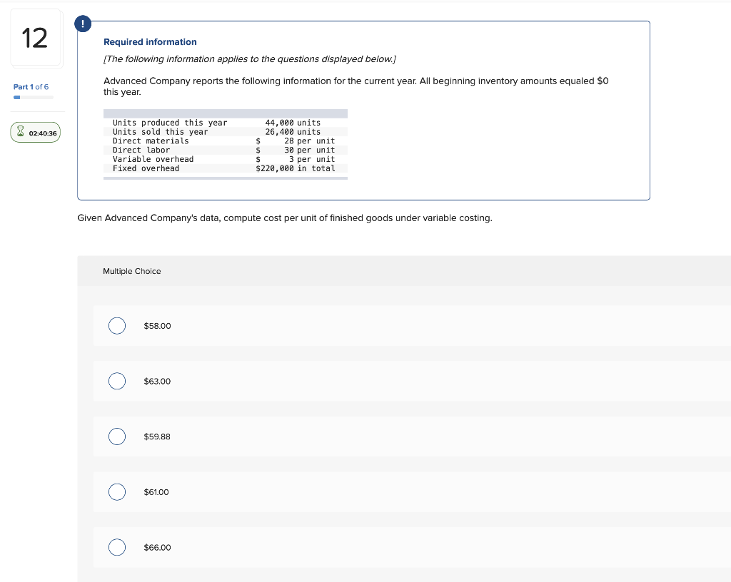 Same data set for all, just a Part A-F type of question.