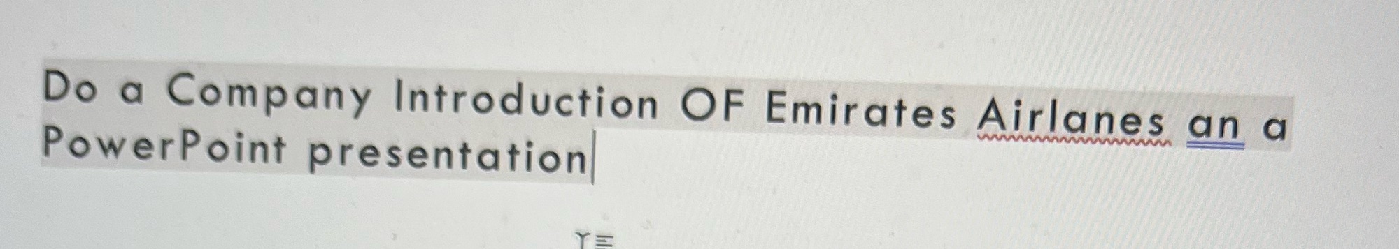 Do a Company Introduction OF Emirates Air lanes an a PowerPoint presentation