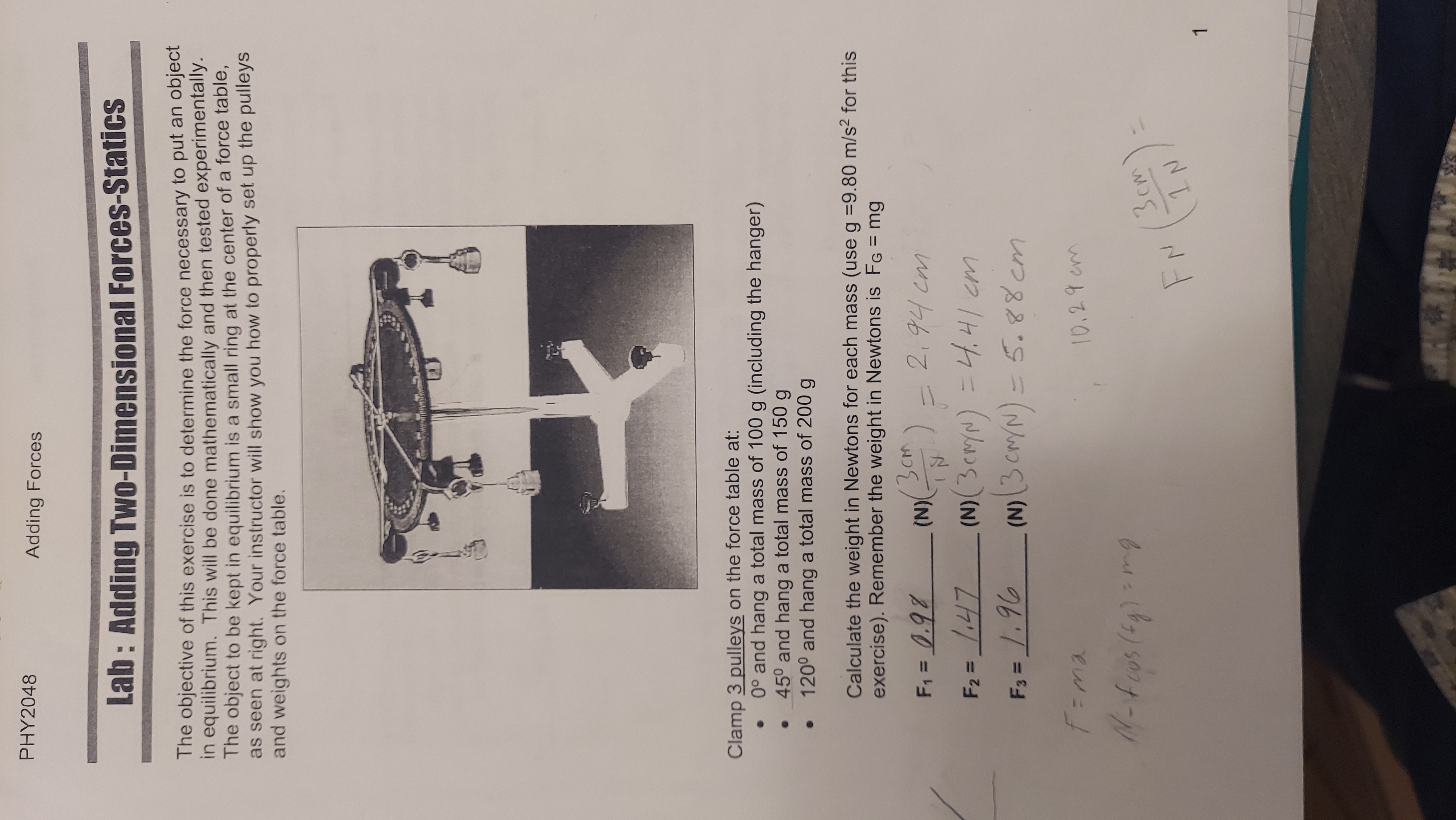 this exercise is to determine the force necessary to put an object