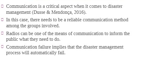 0 Communication is a critical aspect when it comes to disaster