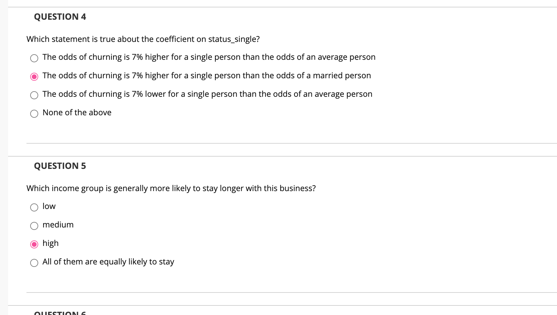 (nominal with three levels: low, medium, high): income - customer's marital status