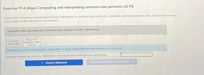 the following comparative income statements in common-site percents. Using the common size