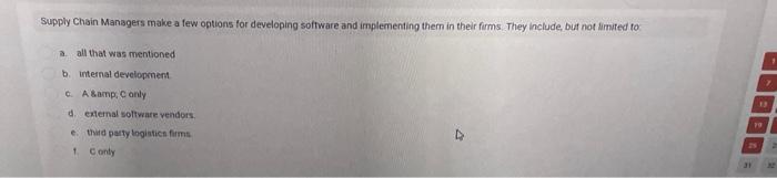  Supply Chain Managers make a few options for developing software and