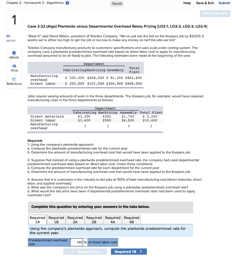  Chapter 2 - Homework 3 - Algorithmic Saved Help Save &