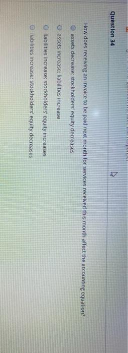  Question 34 How does receiving an invoice to be paid next