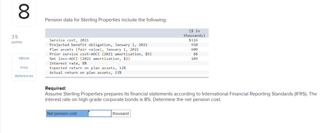  Pension data for Sterling Properties include the following: Pension data for