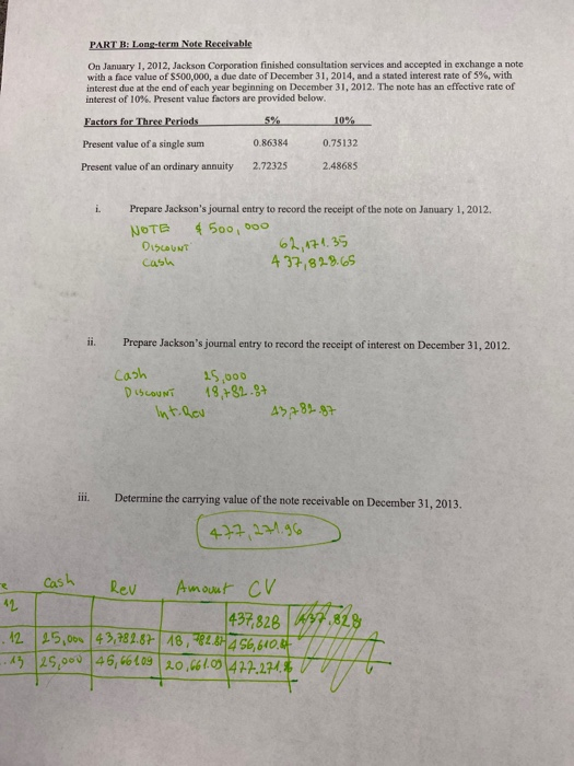  is this correct? thank you! PART : Long-term Note Receivable On