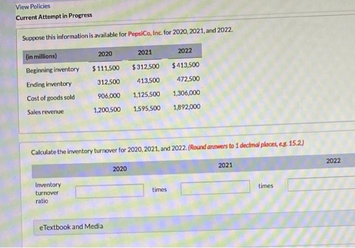 View Policies Current Attempt in Progress Suppose this information is available