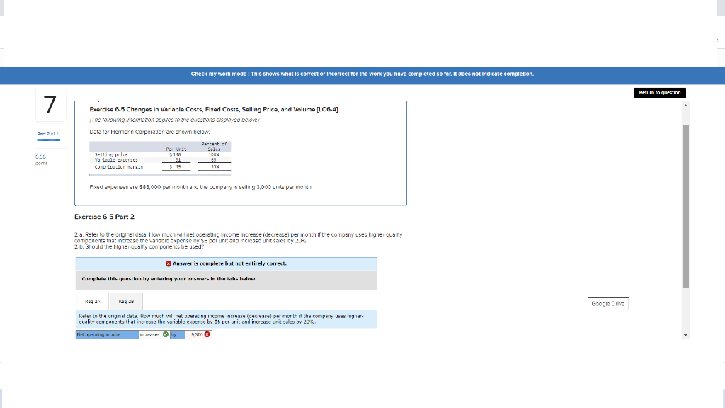  Check my work mode: This shows what is correct or incorrect