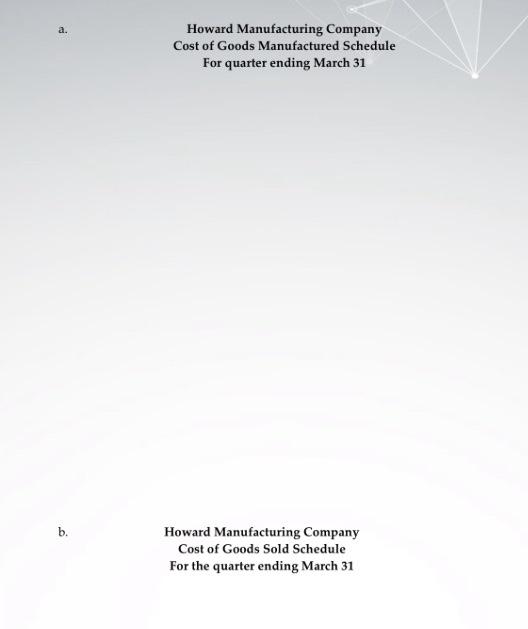 cost BRE Question two: 80% Howard Manufacturing Company had the following account