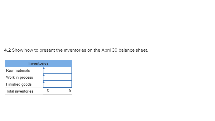 questions displayed below.) Marcelino Co.'s March 31 inventory of raw materials is