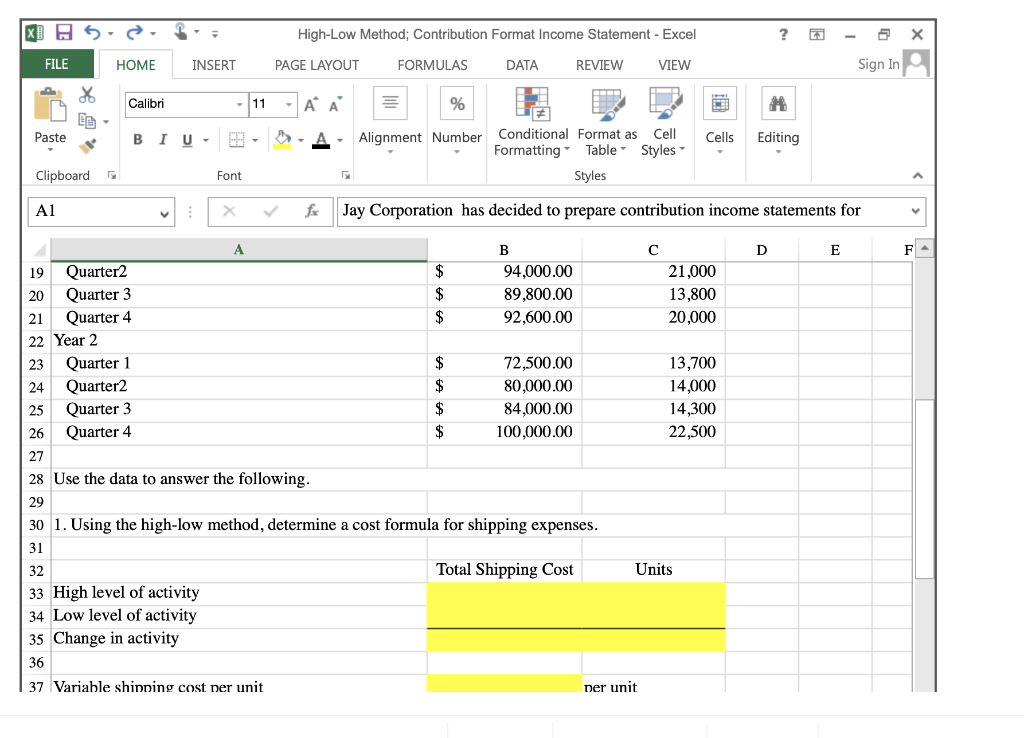 an income statement for a merchandising company using the contribution format. X