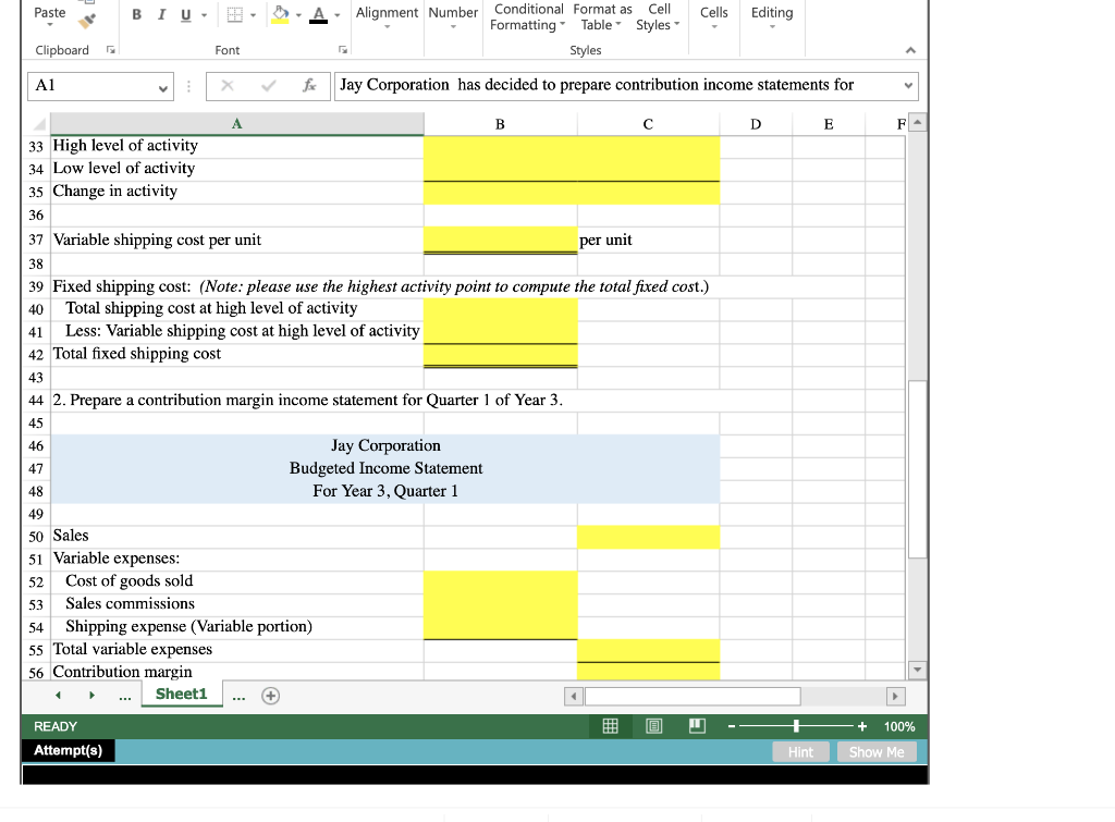 5 High-Low Method; Contribution Format Income Statement - Excel ? FILE HOME