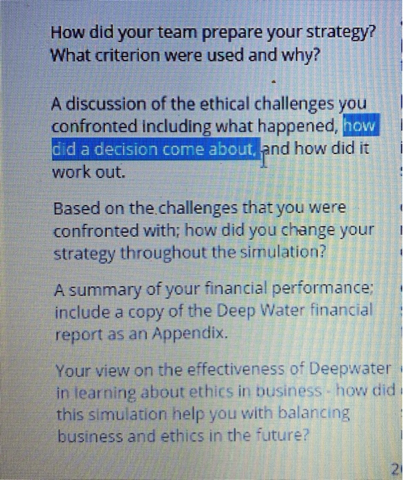  can u help me out with report. it is Deepwater simulation