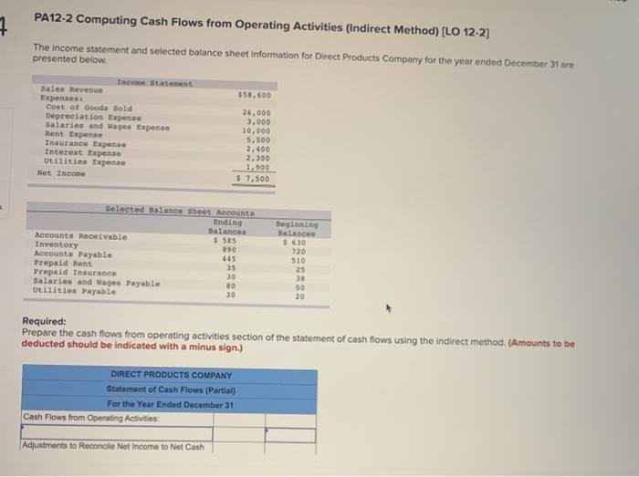 used to determine cash flows from operating activities, which of the following