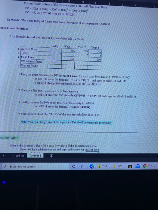 is the present value of the cash flows from this mac Uneven