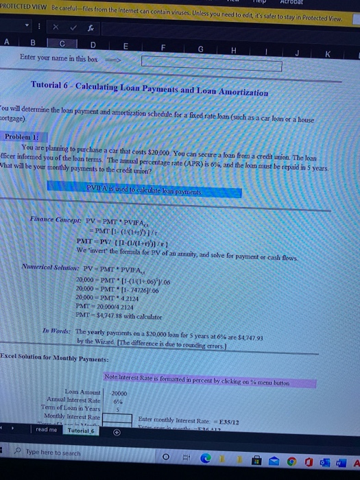 c Cash Flow d PV interest factor e Present Value 0 Year