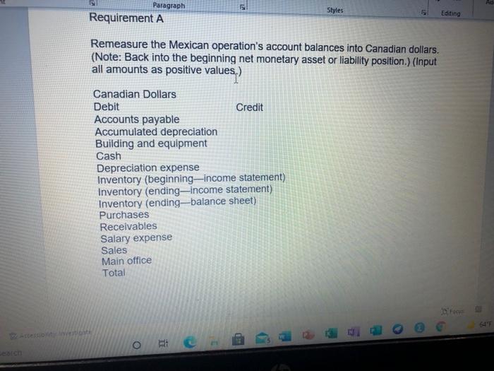 through a branch in Mexico. Therefore, the subsidiary maintains a ledger denominated