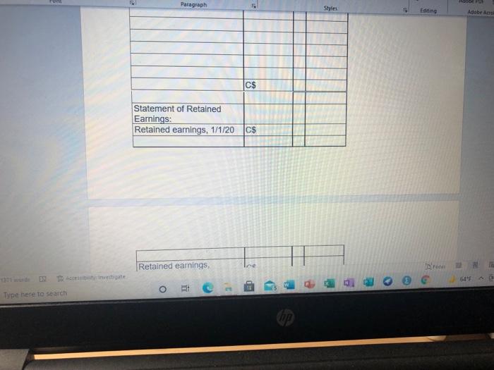 As of December 31, 2020, the subsidiary is preparing financial statements in