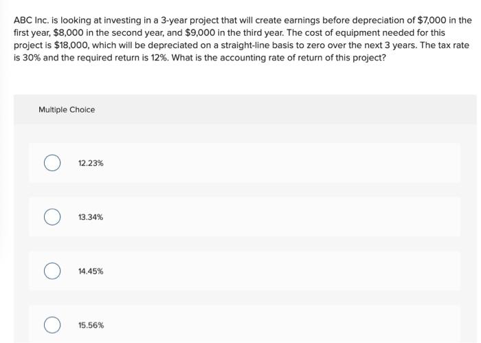 return for a project with the following cash flows? 2 Year O