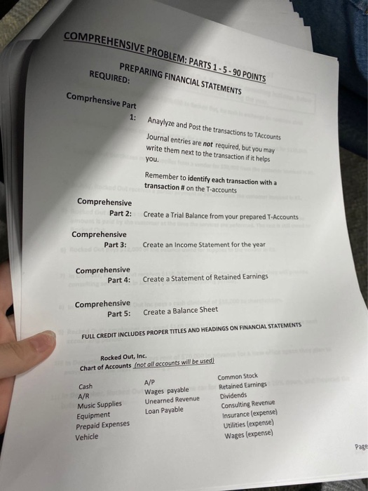Rocked Out, Inc., a music consulting business. Below are transactions that occurred